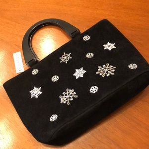 Kim Roger black velvet satchel purse